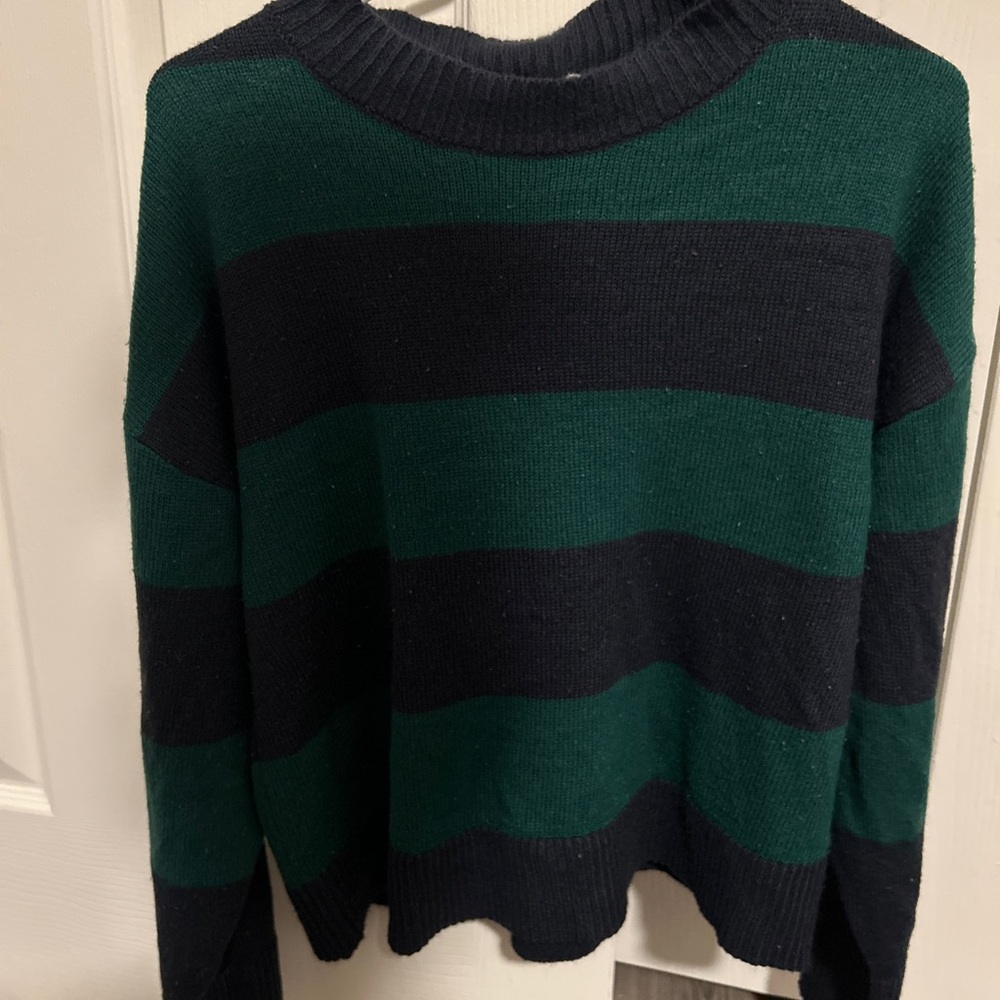 Striped Green and Navy Women’s Sweater